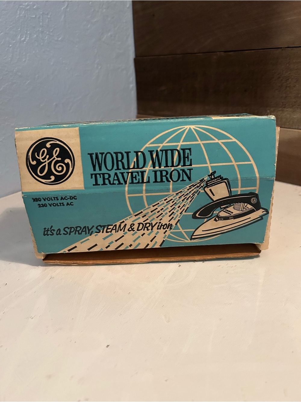 GE World Wide Travel Iron in Teal and Cream - Portable Spray Steam & Dry